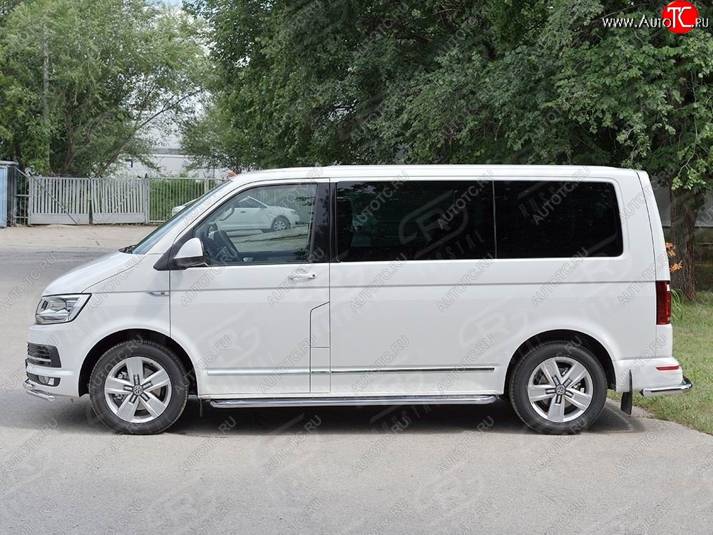 25 549 р. Правая защита порогов SLITKOFF из круглой трубы d63 мм v3 Volkswagen Transporter T6 дорестайлинг (2015-2019)  с доставкой в г. Йошкар-Ола