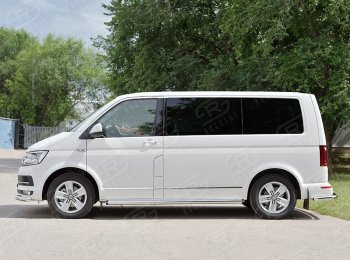 13 999 р. Правая защита порогов SLITKOFF из круглой трубы d63 мм v2 Volkswagen Multivan T6 дорестайлинг (2016-2019)  с доставкой в г. Йошкар-Ола. Увеличить фотографию 2