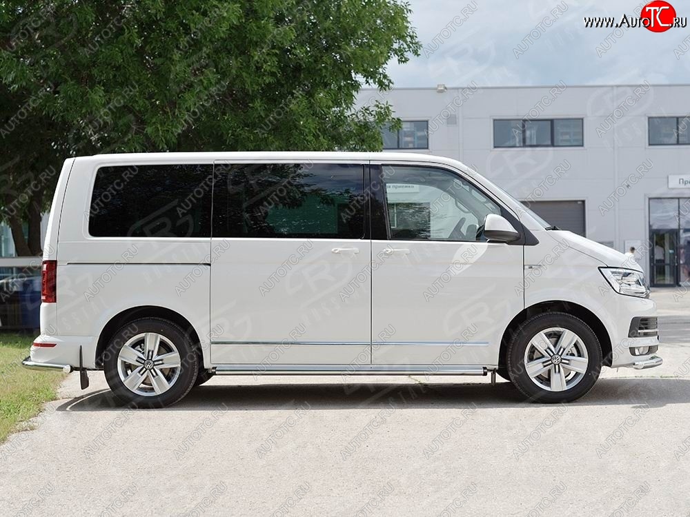 13 999 р. Левая защита порога SLITKOFF из круглой трубы диаметром 63 мм v2 Volkswagen Transporter T6 дорестайлинг (2015-2019)  с доставкой в г. Йошкар-Ола