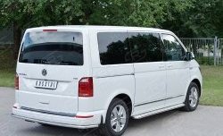 Защита заднего бампера (Ø42 мм, нержавейка, короткая база) SLITKOFF Volkswagen Transporter T6 дорестайлинг (2015-2019)