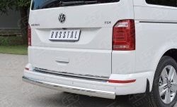 16 699 р. Защита заднего бампера (Ø75x42 мм, нержавейка, короткая база) Russtal Volkswagen Transporter T6 дорестайлинг (2015-2019)  с доставкой в г. Йошкар-Ола. Увеличить фотографию 3