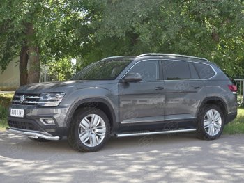 23 999 р. Защита переднего бампера (2 трубы Ø63 и 42 мм, нержавейка) SLITKOFF  Volkswagen Teramont  CA1 (2016-2020) дорестайлинг  с доставкой в г. Йошкар-Ола. Увеличить фотографию 2