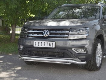 23 999 р. Защита переднего бампера (2 трубы Ø63 и 42 мм, нержавейка) SLITKOFF  Volkswagen Teramont  CA1 (2016-2020) дорестайлинг  с доставкой в г. Йошкар-Ола. Увеличить фотографию 4