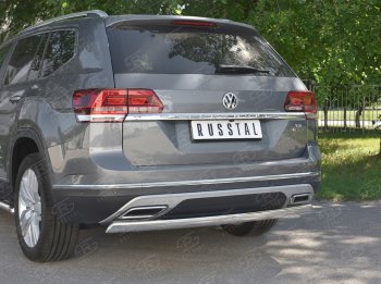 10 649 р. Защита заднего бампера (Ø75х42 мм, нержавейка) Russtal  Volkswagen Teramont  CA1 (2016-2020) дорестайлинг  с доставкой в г. Йошкар-Ола. Увеличить фотографию 4