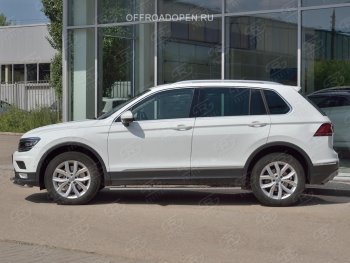 20 749 р. Пороги труба 75х42 овал с проступью Russtal Volkswagen Tiguan Mk2 дорестайлинг (2016-2020)  с доставкой в г. Йошкар-Ола. Увеличить фотографию 4