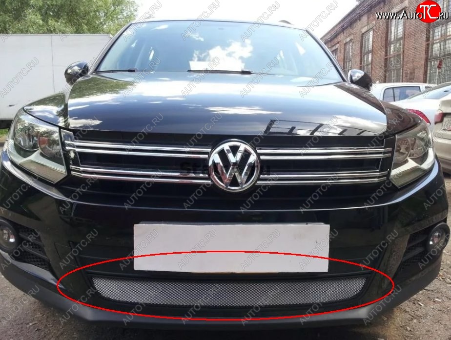 2 799 р. Защитная решётка в воздуховод автомобиля Russtal (хром) Volkswagen Tiguan Mk2 дорестайлинг (2016-2020)  с доставкой в г. Йошкар-Ола