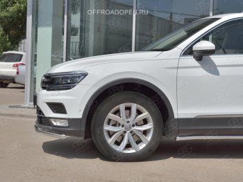 15 549 р. Защита переднего бампера (Ø42 мм, нержавейка, NOT OFF ROAD) SLITKOFF  Volkswagen Tiguan  Mk2 (2016-2020) дорестайлинг  с доставкой в г. Йошкар-Ола. Увеличить фотографию 2