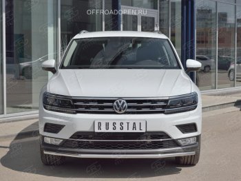 15 549 р. Защита переднего бампера (Ø42 мм, нержавейка, NOT OFF ROAD) SLITKOFF  Volkswagen Tiguan  Mk2 (2016-2020) дорестайлинг  с доставкой в г. Йошкар-Ола. Увеличить фотографию 4