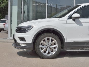 15 349 р. Защита переднего бампера (2 трубы Ø42 мм, нержавейка, NOT OFF ROAD) SLITKOFF Volkswagen Tiguan Mk2 дорестайлинг (2016-2020)  с доставкой в г. Йошкар-Ола. Увеличить фотографию 4