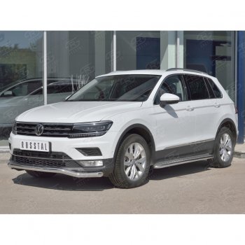 15 349 р. Защита переднего бампера (Ø63 мм волна, нержавейка) SLITKOFF Volkswagen Tiguan Mk2 дорестайлинг (2016-2020)  с доставкой в г. Йошкар-Ола. Увеличить фотографию 3