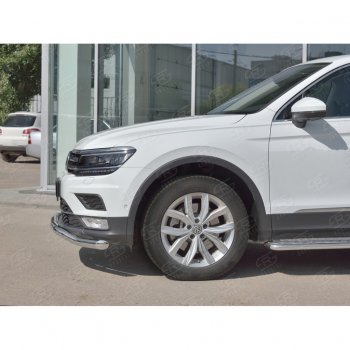 15 349 р. Защита переднего бампера (Ø63 мм волна, нержавейка) SLITKOFF Volkswagen Tiguan Mk2 дорестайлинг (2016-2020)  с доставкой в г. Йошкар-Ола. Увеличить фотографию 4