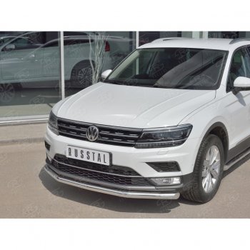 13 899 р. Защита переднего бампера (Ø63 мм, нержавейка, NOT OFF ROAD) SLITKOFF Volkswagen Tiguan Mk2 дорестайлинг (2016-2020)  с доставкой в г. Йошкар-Ола. Увеличить фотографию 2