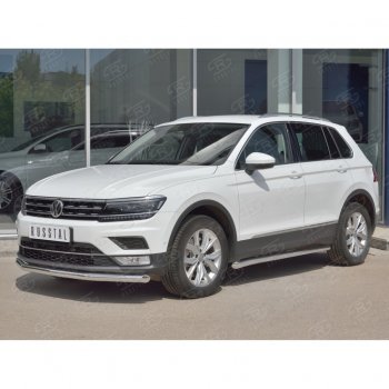 13 899 р. Защита переднего бампера (Ø63 мм, нержавейка, NOT OFF ROAD) SLITKOFF Volkswagen Tiguan Mk2 дорестайлинг (2016-2020)  с доставкой в г. Йошкар-Ола. Увеличить фотографию 3