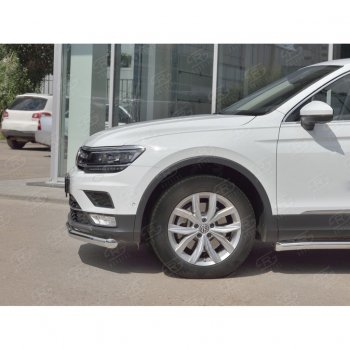 13 899 р. Защита переднего бампера (Ø63 мм, нержавейка, NOT OFF ROAD) SLITKOFF Volkswagen Tiguan Mk2 дорестайлинг (2016-2020)  с доставкой в г. Йошкар-Ола. Увеличить фотографию 4