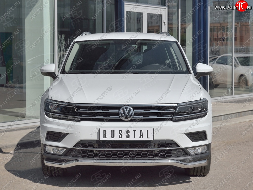 15 349 р. Защита переднего бампера (Ø63 мм волна, нержавейка) SLITKOFF Volkswagen Tiguan Mk2 дорестайлинг (2016-2020)  с доставкой в г. Йошкар-Ола