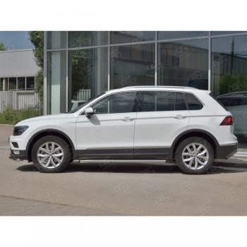 20 849 р.  Защита порогов (Ø63 мм, секции) SLITKOFF  Volkswagen Tiguan  Mk2 (2016-2020) дорестайлинг (Вариант 2 (пластиковые заглушки))  с доставкой в г. Йошкар-Ола. Увеличить фотографию 2