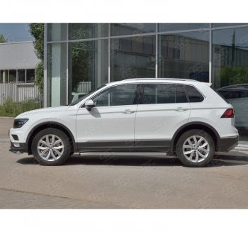 20 849 р.  Защита порогов (Ø63 мм, секции) SLITKOFF  Volkswagen Tiguan  Mk2 (2016-2020) дорестайлинг (Вариант 2 (пластиковые заглушки))  с доставкой в г. Йошкар-Ола. Увеличить фотографию 3