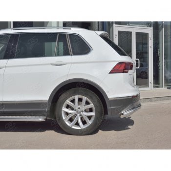 24 999 р. Защита заднего бампера (Ø63/42/63 мм, нержавейка, NOT OFF ROAD) SLITKOFF Volkswagen Tiguan Mk2 дорестайлинг (2016-2020)  с доставкой в г. Йошкар-Ола. Увеличить фотографию 3