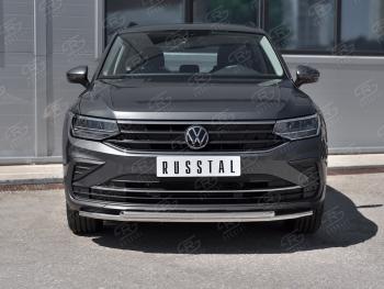 21 399 р. Защита переднего бампера (2 трубы Ø42, нержавейка, NOT R-LINE) Volkswagen Tiguan Mk2 рестайлинг (2020-2022)  с доставкой в г. Йошкар-Ола. Увеличить фотографию 2