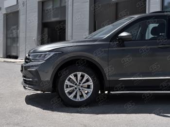 17 399 р. Защита переднего бампера (Ø42 мм нержавейка, NOT R-LINE) SLITKOFF Volkswagen Tiguan Mk2 рестайлинг (2020-2022) (полированная нержавейка)  с доставкой в г. Йошкар-Ола. Увеличить фотографию 3