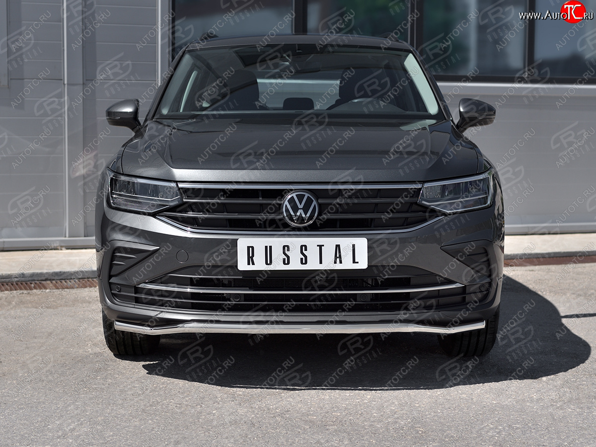 17 999 р. Защита переднего бампера (Ø42 мм волна, нержавейка, NOT R-LINE) SLITKOFF Volkswagen Tiguan Mk2 рестайлинг (2020-2022)  с доставкой в г. Йошкар-Ола