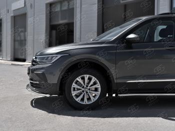 17 999 р. Защита переднего бампера (Ø42 мм волна, нержавейка, NOT R-LINE) SLITKOFF Volkswagen Tiguan Mk2 рестайлинг (2020-2022)  с доставкой в г. Йошкар-Ола. Увеличить фотографию 2