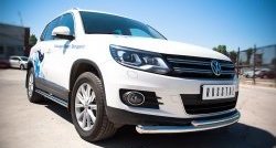 15 249 р. Защита переднего бампера (2 трубыØ63 и 42 мм, нержавейка) SLITKOFF  Volkswagen Tiguan  NF (2011-2017) рестайлинг  с доставкой в г. Йошкар-Ола. Увеличить фотографию 3