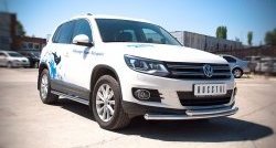 20 499 р. Защита переднего бампера (2 трубыØ63 мм, нержавейка) SLITKOFF Volkswagen Tiguan NF рестайлинг (2011-2017)  с доставкой в г. Йошкар-Ола. Увеличить фотографию 3