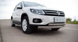 19 999 р. Защита переднего бампера (2 трубыØ75х42 мм, нержавейка) Russtal Volkswagen Tiguan NF рестайлинг (2011-2017)  с доставкой в г. Йошкар-Ола. Увеличить фотографию 2