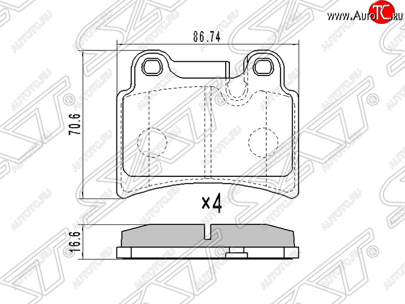 889 р. Колодки тормозные SAT (задние, 86,74*70,6*16,6) Volkswagen Touareg GP дорестайлинг (2002-2007)  с доставкой в г. Йошкар-Ола