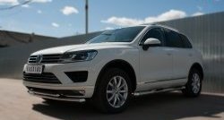 28 999 р. Защита переднего бампера (2 трубыØ63 и 42 мм, нержавейка) SLITKOFF Volkswagen Touareg NF рестайлинг (2014-2018)  с доставкой в г. Йошкар-Ола. Увеличить фотографию 4