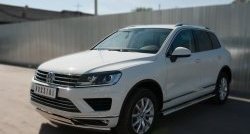 27 999 р. Защита переднего бампера (2 трубыØ75х42 мм, нержавейка) Russtal Volkswagen Touareg NF рестайлинг (2014-2018)  с доставкой в г. Йошкар-Ола. Увеличить фотографию 4