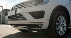 15 649 р. Защита переднего бампера (Ø75х42 мм, нержавейка) Russtal Volkswagen Touareg NF рестайлинг (2014-2018)  с доставкой в г. Йошкар-Ола. Увеличить фотографию 2