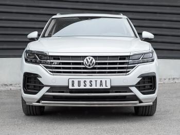 Защита переднего бампера (2 трубы Ø42, нержавейка, NOT 2.0 TSI) Volkswagen Touareg CR (2018-2024)