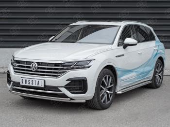 20 999 р. Защита переднего бампера (2 трубы Ø42, нержавейка, NOT 2.0 TSI)  Volkswagen Touareg  CR (2018-2025)  с доставкой в г. Йошкар-Ола. Увеличить фотографию 2