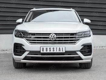 Защита переднего бампера (Ø63 мм, нержавейка, NOT 2.0 TSI) SLITKOFF Volkswagen Touareg CR (2018-2024)