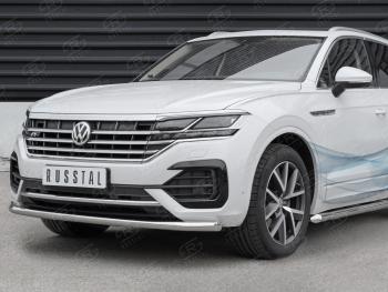 18 699 р. Защита переднего бампера (Ø63 мм, нержавейка, NOT 2.0 TSI) SLITKOFF  Volkswagen Touareg  CR (2018-2025)  с доставкой в г. Йошкар-Ола. Увеличить фотографию 2