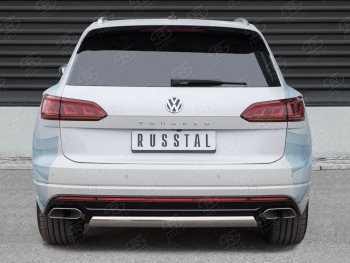 Защита заднего бампера (Ø75х42 мм, нержавейка) Russtal Volkswagen Touareg CR (2018-2025)