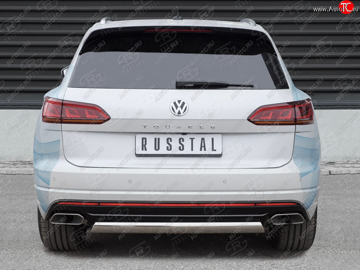 16 699 р. Защита заднего бампера (Ø75х42 мм, нержавейка) Russtal Volkswagen Touareg CR (2018-2025)  с доставкой в г. Йошкар-Ола