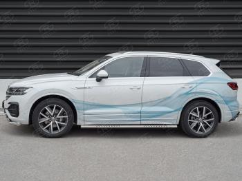 30 649 р. Защита порогов (Ø120х60 мм с проступью, нержавейка) Russtal Volkswagen Touareg CR (2018-2024)  с доставкой в г. Йошкар-Ола. Увеличить фотографию 3