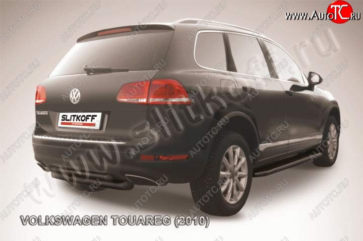 8 999 р. Защита задняя Slitkoff Volkswagen Touareg NF дорестайлинг (2010-2014) (Цвет: серебристый)  с доставкой в г. Йошкар-Ола