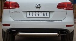 15 549 р. Одинарная защита заднего бампера из трубы диаметром 76 мм SLITKOFF  Volkswagen Touareg  NF (2010-2014) дорестайлинг  с доставкой в г. Йошкар-Ола. Увеличить фотографию 1