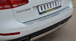 16 849 р. Защита заднего бампера (Ø75x42 мм, нержавейка) Russtal Volkswagen Touareg NF дорестайлинг (2010-2014)  с доставкой в г. Йошкар-Ола. Увеличить фотографию 2