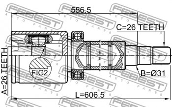 8 699 р. Правый шрус внутренний передний Febest (26X31X26) Volvo V40 хэтчбэк дорестайлинг (2012-2017)  с доставкой в г. Йошкар-Ола. Увеличить фотографию 2