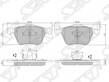 1 199 р. Колодки тормозные передние SAT (15″, 16″) Volvo S60 RS,RH седан дорестайлинг (2000-2004)  с доставкой в г. Йошкар-Ола. Увеличить фотографию 1