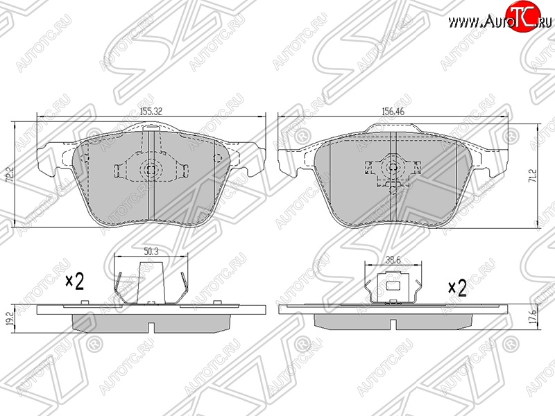 1 199 р. Колодки тормозные передние SAT (15″, 16″) Volvo S60 RS,RH седан дорестайлинг (2000-2004)  с доставкой в г. Йошкар-Ола