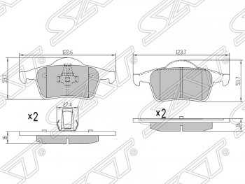 Колодки тормозные задние SAT  S60  RS,RH седан, S80  TS седан, V70, XC70