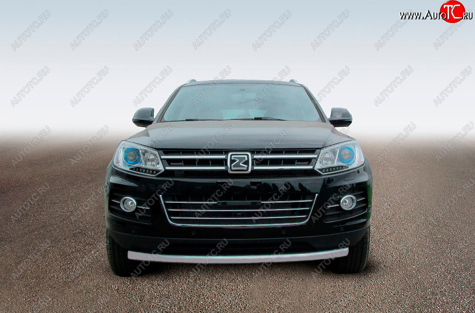 8 349 р. Защита переднего бампера Slitkoff (Ø57 мм, радиусная)  Zotye T600 (2014-2021) (Сталь полимерным покрытием в цвет: серебристый)  с доставкой в г. Йошкар-Ола