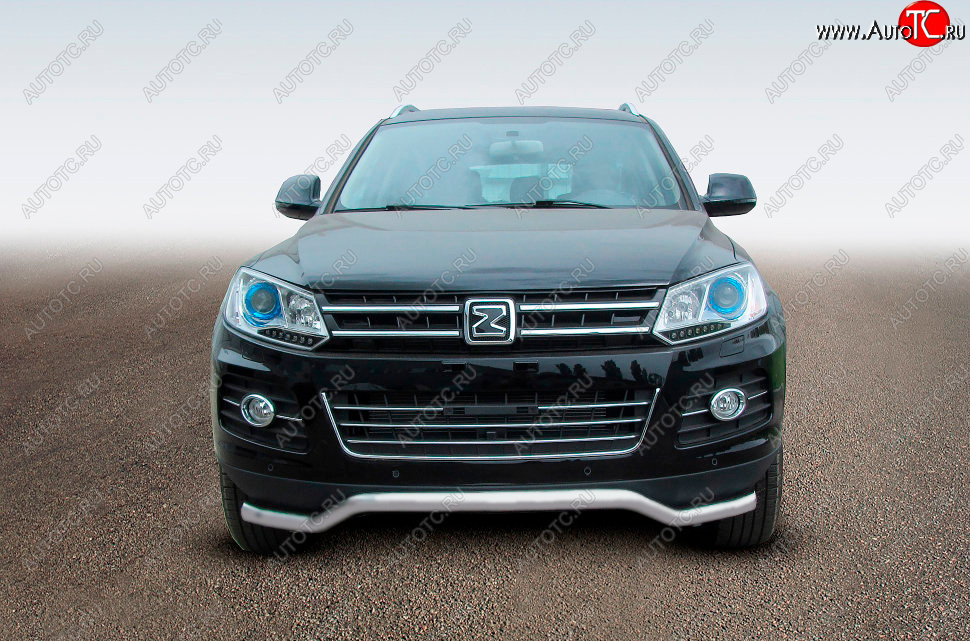 8 949 р. Защита переднего бампера Slitkoff (Ø57 мм, волна)  Zotye T600 (2014-2021) (Сталь полимерным покрытием в цвет: серебристый)  с доставкой в г. Йошкар-Ола